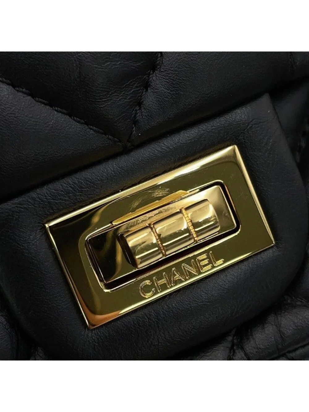 Chanel Chain Shoulder Bag Quilted CC Logo 2.55 Reissue Lambskin Black Limited